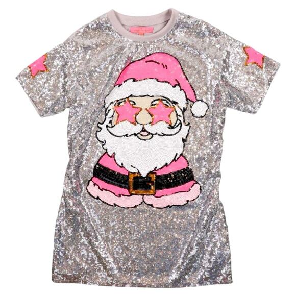 Simply Southern L/Xl Sparkle Santa Dress Tunic Shirt Christmas Holiday Party - Picture 1 of 4